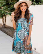 Chloe Women’s T-Shirt Dress – Short Sleeve Flowy Sundress with Pockets