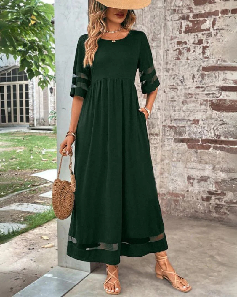 Evelyn Women’s Midi Dress – Empire Waist Flowy Spring Summer Dress