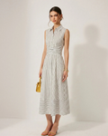 Florence Women’s Cotton Midi Dress – Sleeveless Slim Fit Dress with High Neck