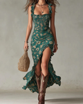 Arabella Women’s Boho Maxi Dress – A-Line Pullover Dress with High Side Slit