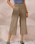 Claire Women’s Cotton Trousers – Breathable Wide Leg Summer Trousers with Elastic Waist & Pockets