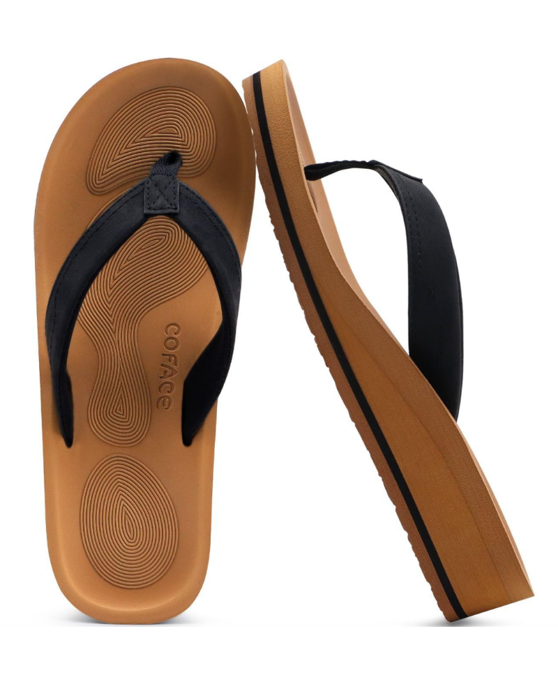 Ava Women’s Wedge Flip Flops – Platform T-Strap Sandals with Arch Support