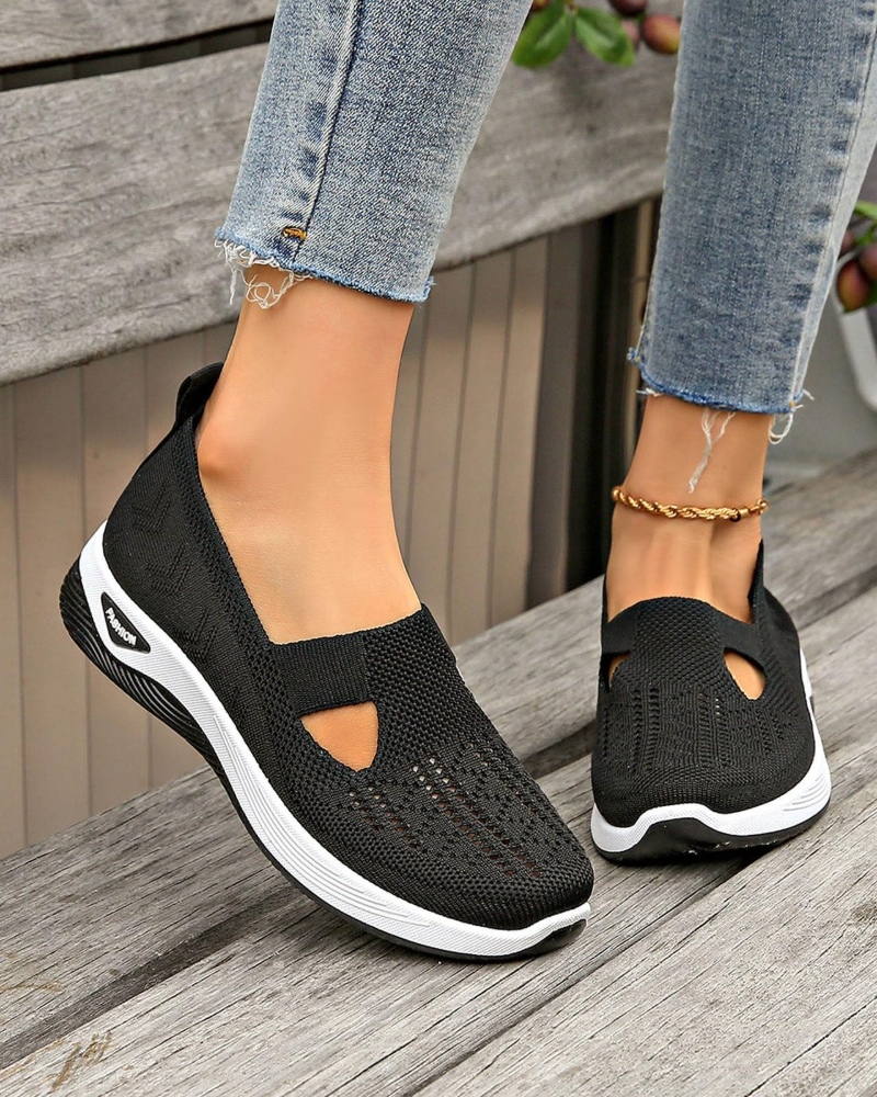 Marlene Women’s Walking Shoes – Wide Fit Slip-On Sneakers with Arch Support