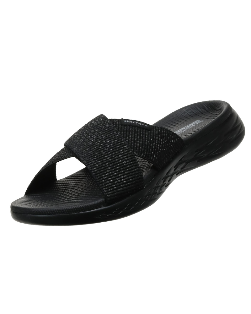 Vanessa Women’s Slip-On Sandals – Metallic Cross Strap Sandals with Cushioned Footbed