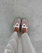 Madeline Women's Mesh Ballet Flats – Leather Details, Adjustable Strap & Foam Insole