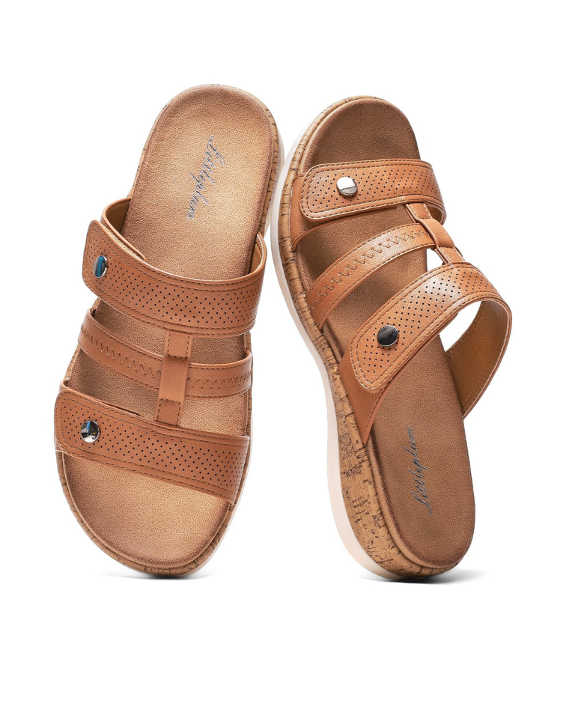 Amara Women’s Breathable Mules – Adjustable Faux Leather Slides with Non-Slip Sole
