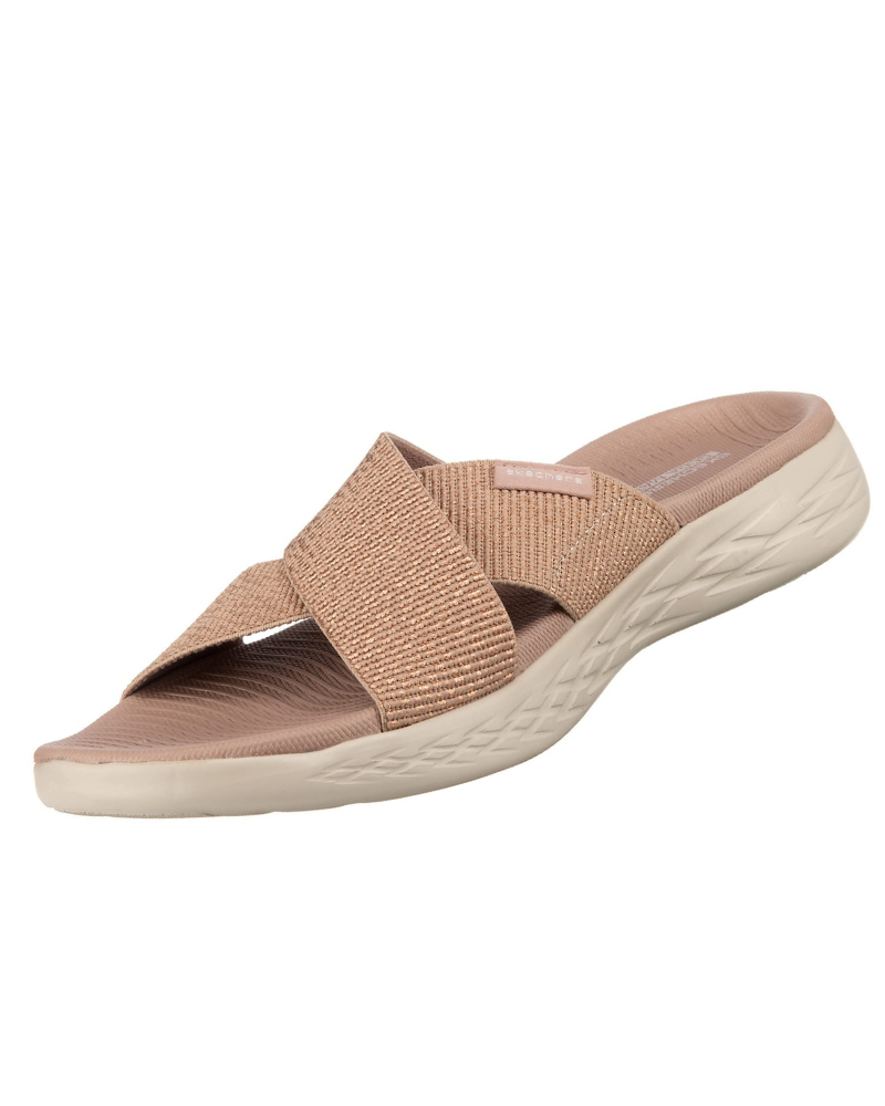 Vanessa Women’s Slip-On Sandals – Metallic Cross Strap Sandals with Cushioned Footbed