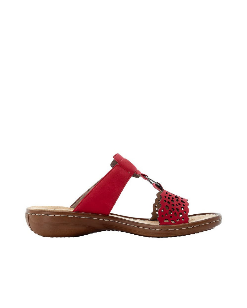 Rosalie Women’s Red Mules – Faux Leather Slip-On Shoes with Cushioned Sole