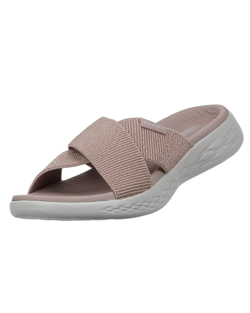 Vanessa Women’s Slip-On Sandals – Metallic Cross Strap Sandals with Cushioned Footbed