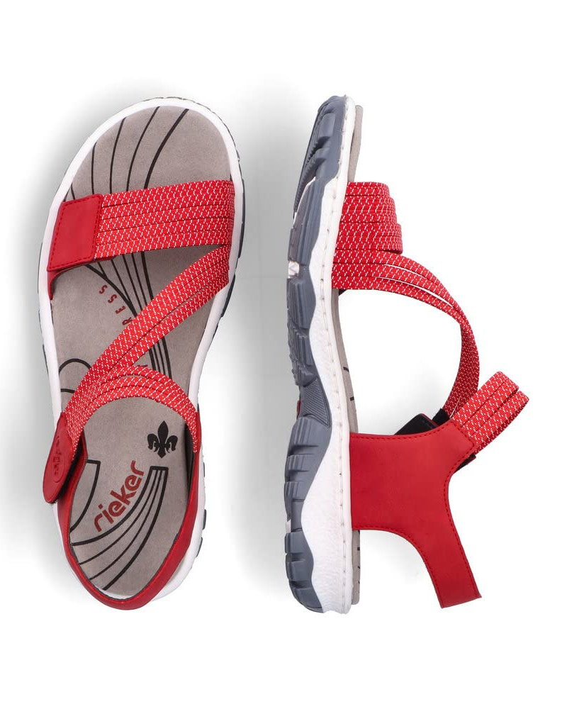 Danielle Women’s Trekking Sandals – Red Faux Leather Outdoor Sandals with Soft Insole