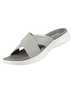 Vanessa Women’s Slip-On Sandals – Metallic Cross Strap Sandals with Cushioned Footbed