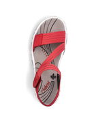 Danielle Women’s Trekking Sandals – Red Faux Leather Outdoor Sandals with Soft Insole