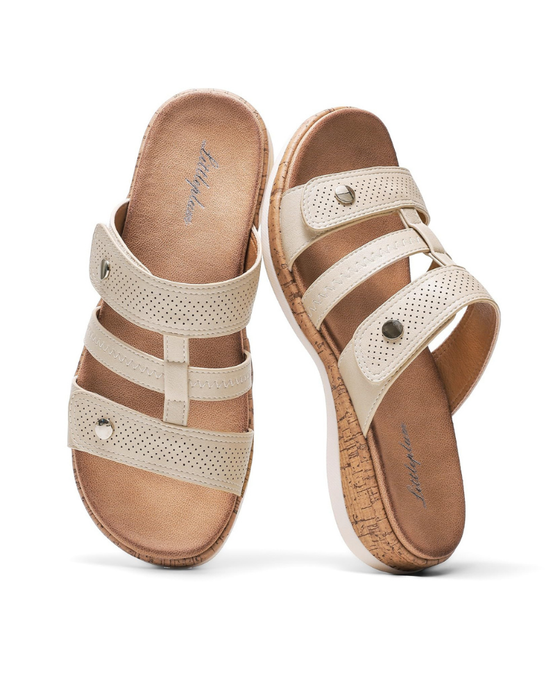 Amara Women’s Breathable Mules – Adjustable Faux Leather Slides with Non-Slip Sole