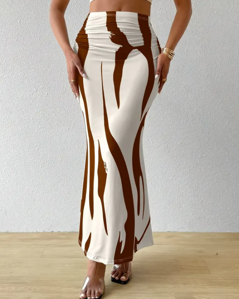 Scarlett Women's Maxi Skirt – High Waist Abstract Print Flowy Summer Skirt