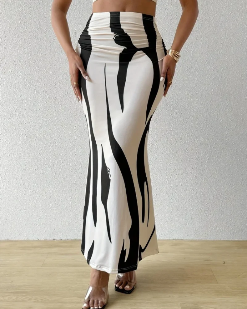 Scarlett Women's Maxi Skirt – High Waist Abstract Print Flowy Summer Skirt