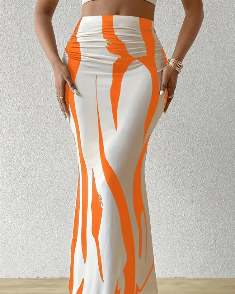 Scarlett Women's Maxi Skirt – High Waist Abstract Print Flowy Summer Skirt