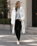 Zahra Women’s Long Winter Coat – Quilted Hooded Jacket with Warm Insulated Design