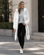 Zahra Women’s Long Winter Coat – Quilted Hooded Jacket with Warm Insulated Design