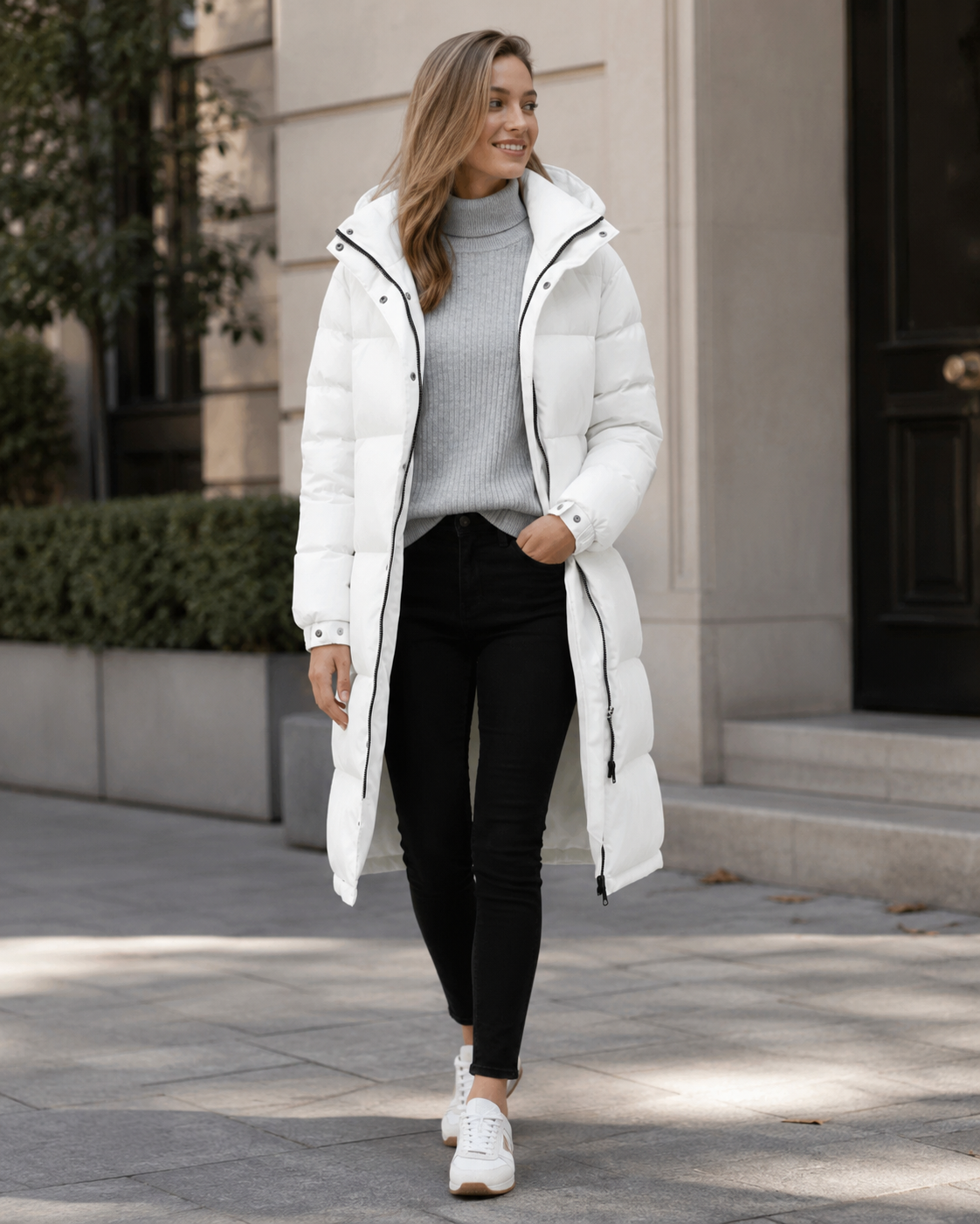 Zahra Women’s Long Winter Coat – Quilted Hooded Jacket with Warm Insulated Design