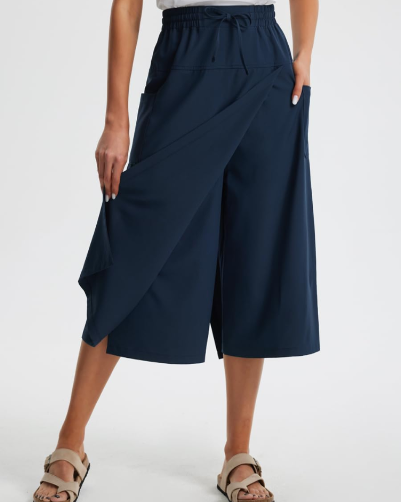 Sophie Women’s Capri Pants – High Waist Drawstring Stretch Pants with Pockets