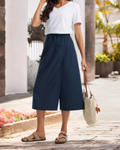 Sophie Women’s Capri Pants – High Waist Drawstring Stretch Pants with Pockets