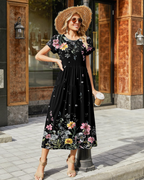Olivia Women's Boho Maxi Dress – High Waist A-Line Dress with Pockets for Summer