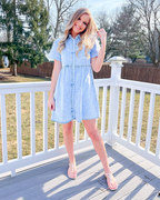 Emma Women's Denim Shirt Dress – Babydoll Button Down Dress with Tiered Detail