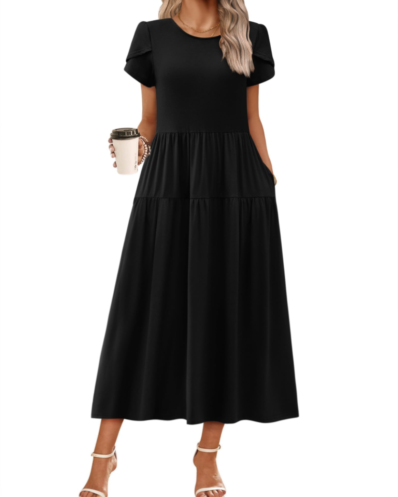 Olivia Women's Boho Maxi Dress – High Waist A-Line Dress with Pockets for Summer