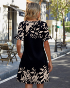 Callie Women's Boho Mini Dress – V-Neck Flutter Sleeve A-Line Summer Dress with Pockets