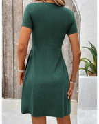 Evelyn Women's Mini Dress – V-Neck A-Line Summer Dress with Pleated Bust Detail