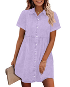 Emma Women's Denim Shirt Dress – Babydoll Button Down Dress with Tiered Detail