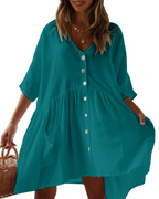 Scarlett Women's Beach Cover-Up Dress – Oversized V-Neck Rayon Dress with Pockets