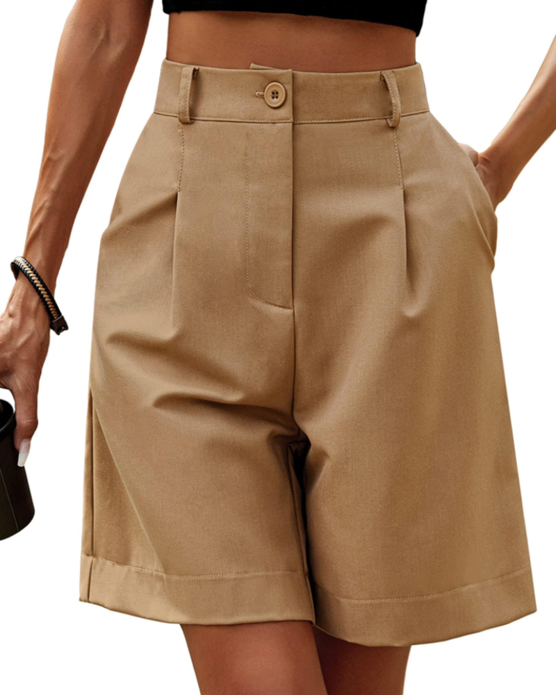 Olivia Women's Cargo Bermuda Shorts – High Waist Wide Leg Shorts with Utility Pockets
