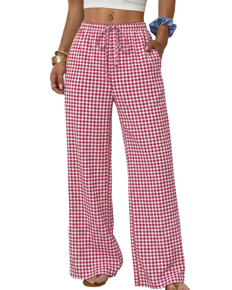 Sophia Women's Wide Leg Palazzo Pants – Drawstring Trousers with Pockets for Travel