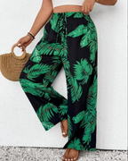 Maya Women’s Floral Pants – High Waist Straight Leg Pull-On Casual Summer Trousers