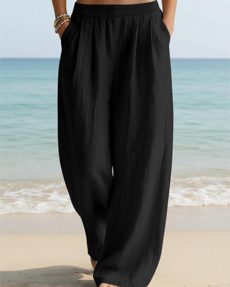 Grace Women’s Palazzo Pants – High Waist Wide Leg Cotton Linen Casual Trousers