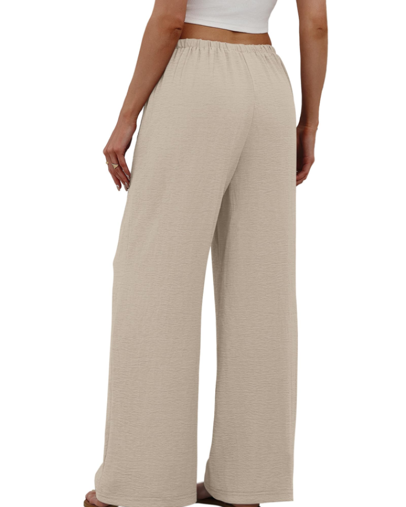 Sophia Women's Wide Leg Palazzo Pants – Drawstring Trousers with Pockets for Travel