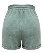 Emma Women's Linen Bermuda Shorts – High Waist Drawstring Shorts with Pockets