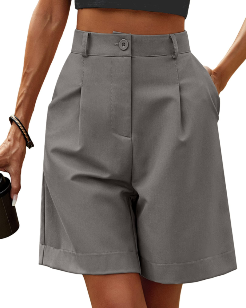 Olivia Women's Cargo Bermuda Shorts – High Waist Wide Leg Shorts with Utility Pockets