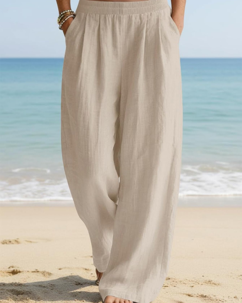Grace Women’s Palazzo Pants – High Waist Wide Leg Cotton Linen Casual Trousers