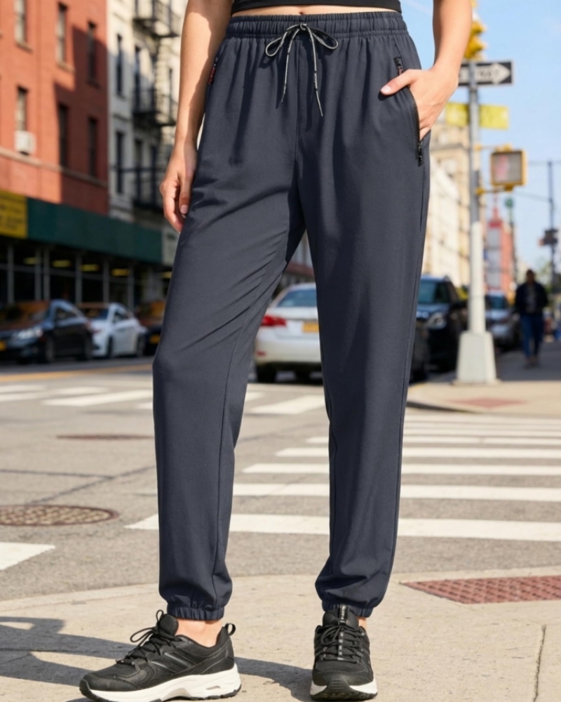 Rebecca Women’s Jogger Pants – Quick-Dry High Waist Activewear Pants with Zip Pockets