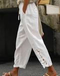 Camila Women’s Cotton Capri Pants – High Waist Drawstring Casual Cropped Pants with Pockets