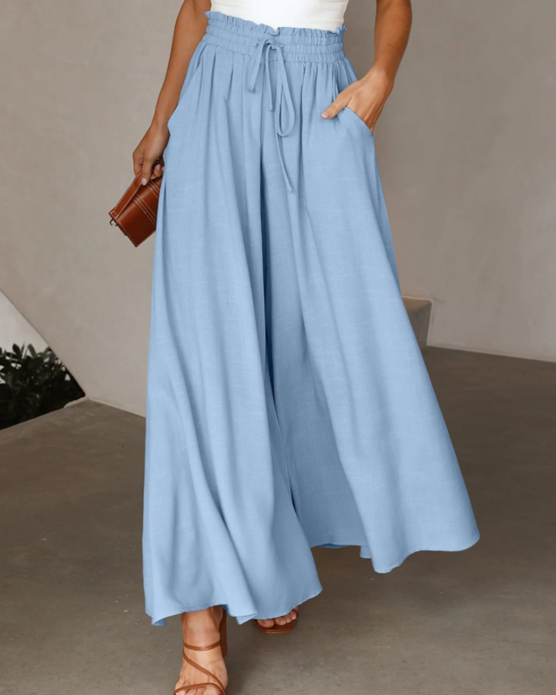 Ashley Women’s Casual Pants – High Waist Drawstring Viscose Pants with Pockets