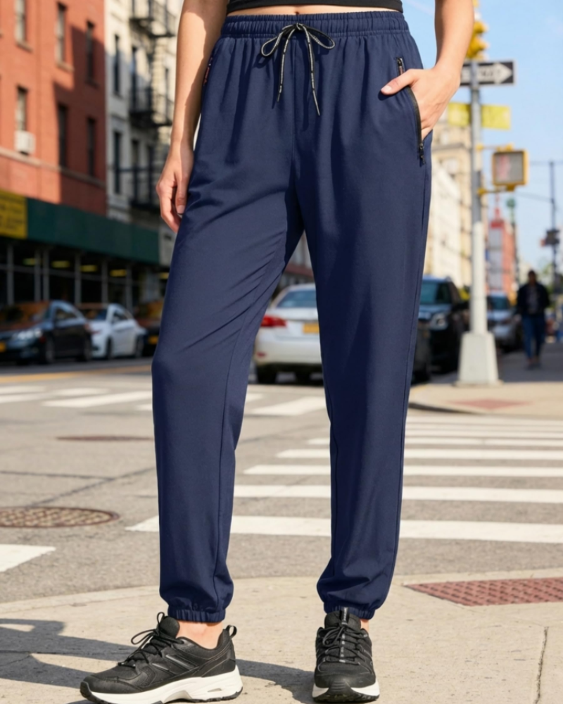 Rebecca Women’s Jogger Pants – Quick-Dry High Waist Activewear Pants with Zip Pockets