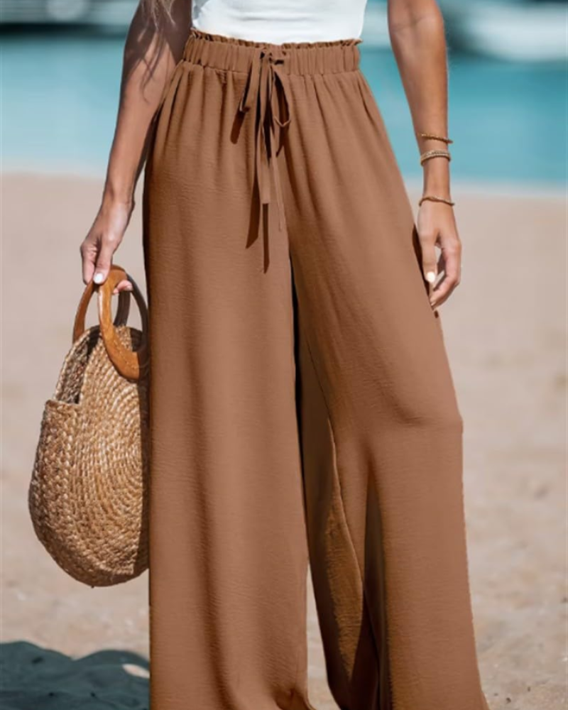 Caroline Women’s Palazzo Pants – High Waist Extra Wide Leg Drawstring Trousers