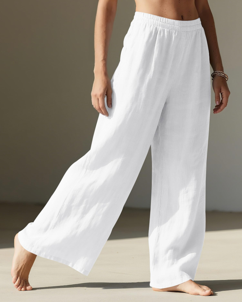 Grace Women’s Palazzo Pants – High Waist Wide Leg Cotton Linen Casual Trousers