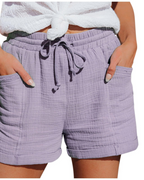 Emma Women's Linen Bermuda Shorts – High Waist Drawstring Shorts with Pockets