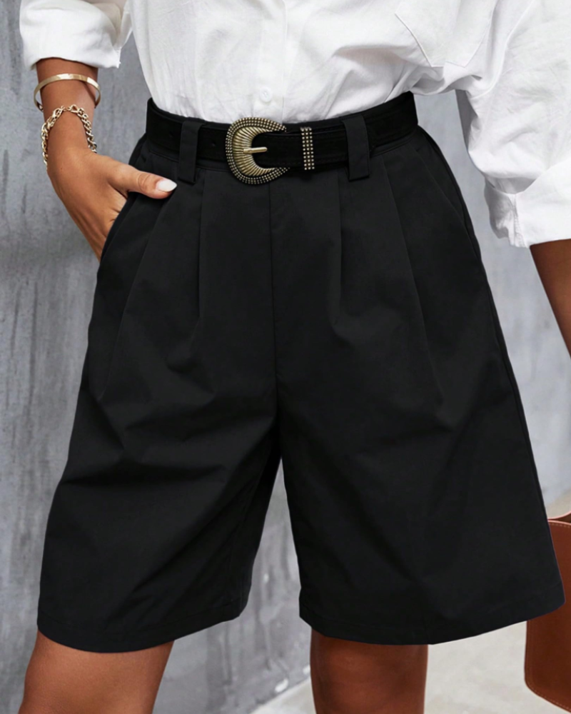 Olivia Women's Cargo Bermuda Shorts – High Waist Wide Leg Shorts with Utility Pockets