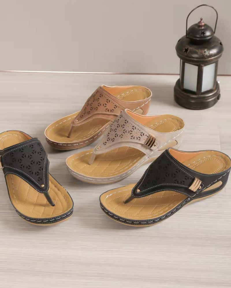 Sienna Women's Wedge Flip Flops – Slip-On Platform Sandals with Cushioned Footbed