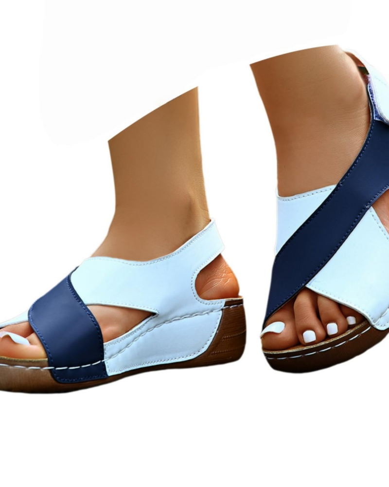 Isabella Women's Platform Sandals – Cross Strap Wedge Sandals for Summer Travel